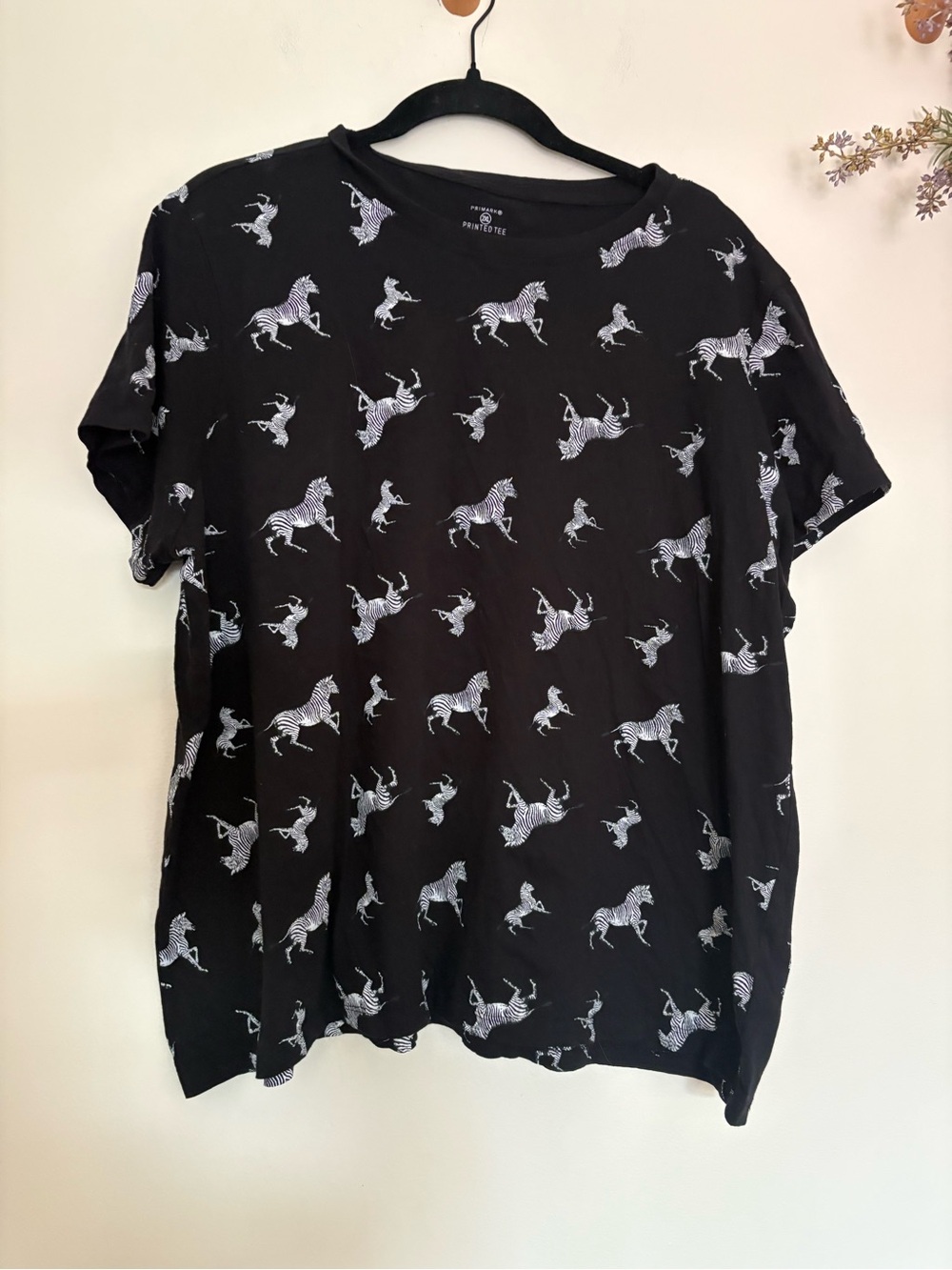 Safari Print Tee Black White 100% Cotton Graphic Shirt 2XL
